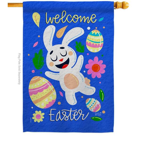 Patio Trasero Funny Easter Bunny Springtime Double-Sided Garden Decorative House Flag, Multi Color PA3914728